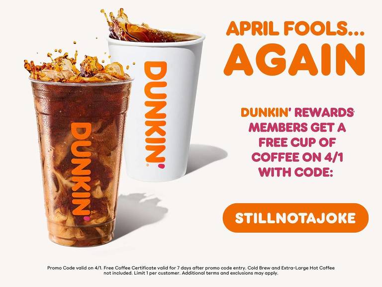 Dunkin’ Is Giving Away Over 1,000,000 Free Coffees Today — Here's How