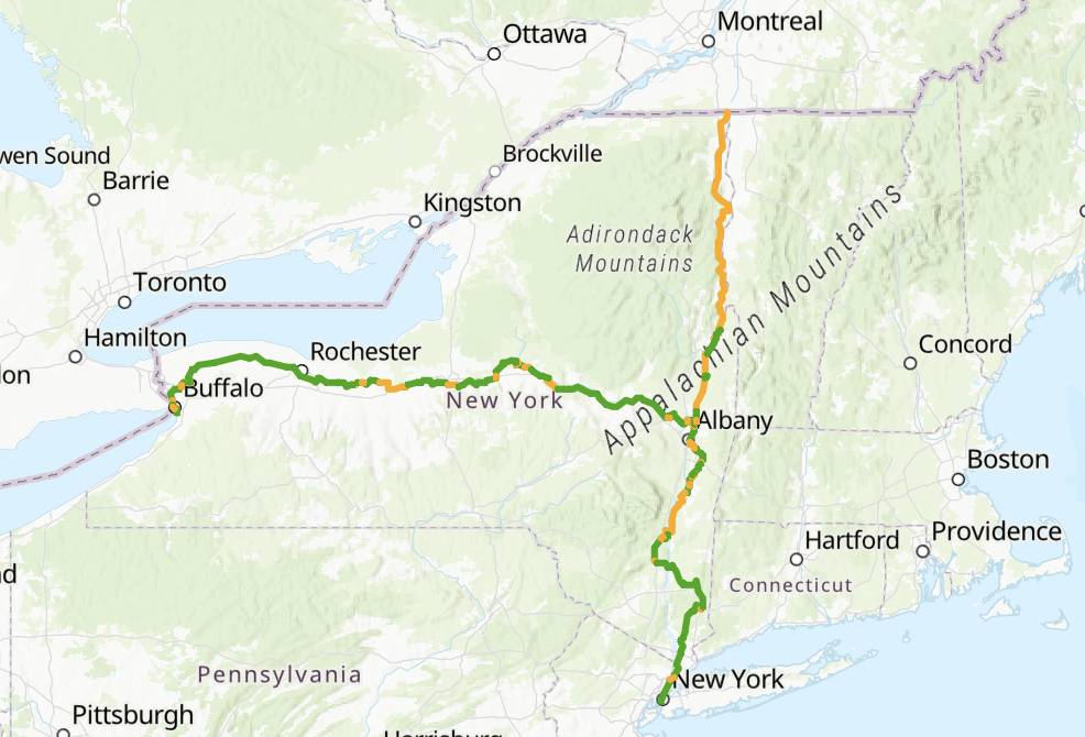 Mapa da Empire State Trail
