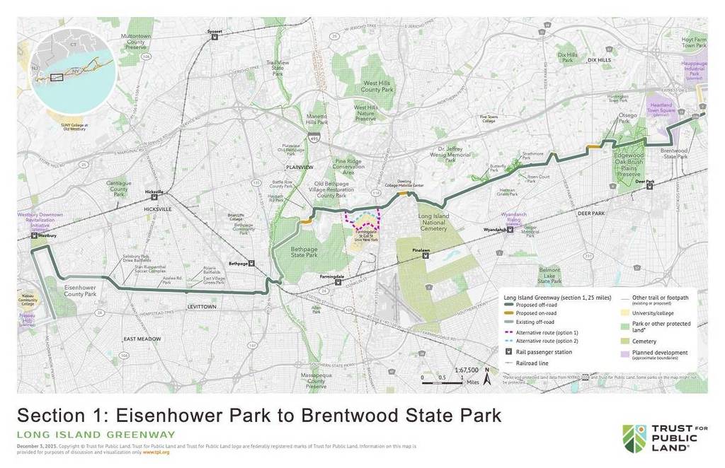 Karte des Abschnitts 1 des Long Island Greenway