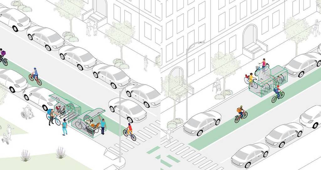 Rendering des NYC Secure Bike Parking Program