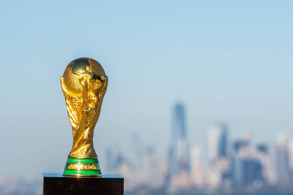 USA, New York, October 2019: World Cup FIFA on background New York city state of New York