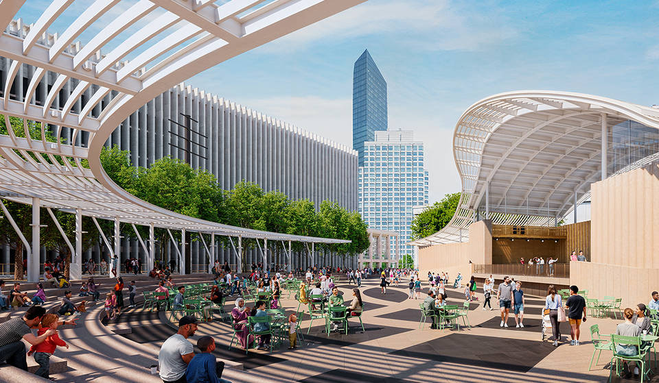O Lincoln Center está derrubando suas paredes de concreto para construir um enorme teatro ao ar livre com 2.000 lugares e um exuberante oásis público