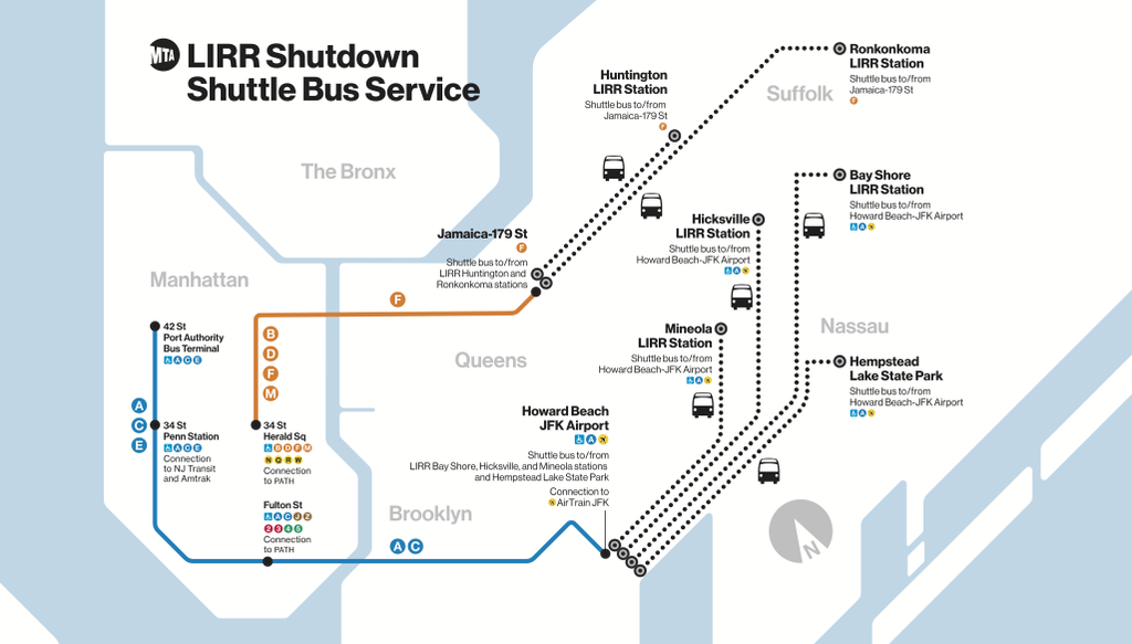 LIRR strike shuttle bus service