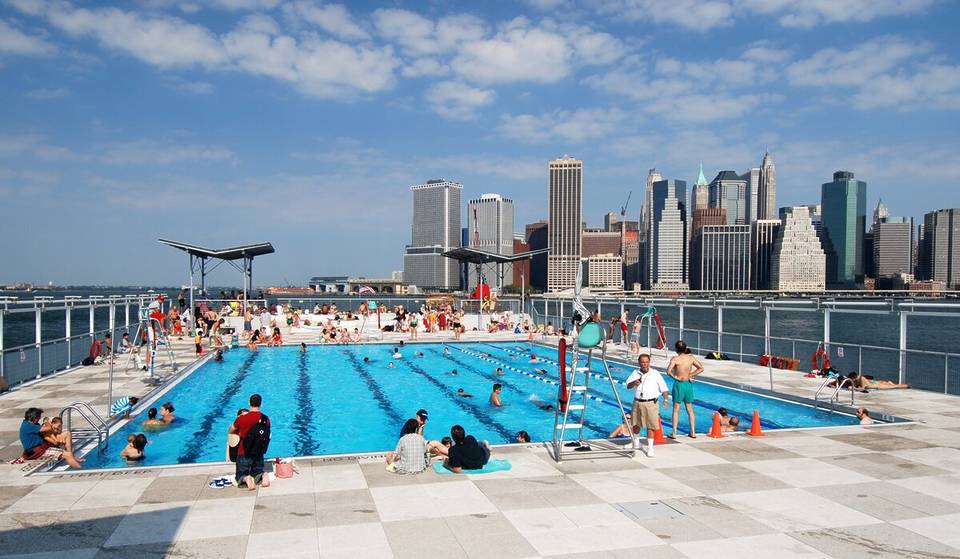 New York’s 260-foot free ‘floating oasis’ mobile pool offers a unique summer escape — with a snack bar and space for 1,200 daily swimmers