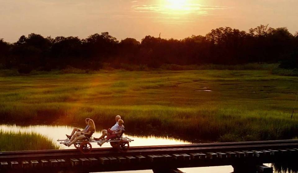 Just 2.5 hours from Manhattan sits a historic beach town with a coastal rail corridor—originally built for 19th-century vacation trains—that’s been transformed into a unique 4-mile rail bike trail cutting through a wild monarch butterfly preserve