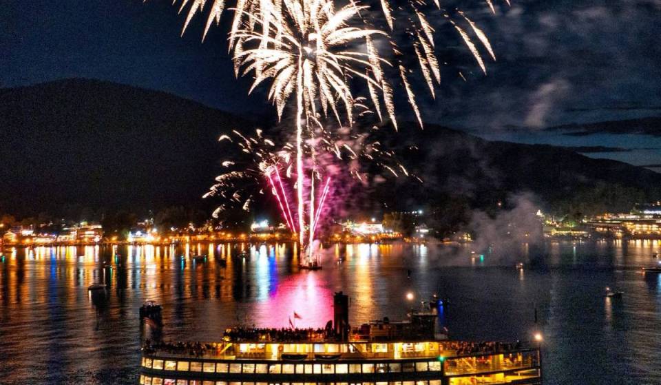 This Adirondack lake town with a private beach is hosting 3 straight nights of fireworks this July 4th—watch them explode over the water from a historic steamboat
