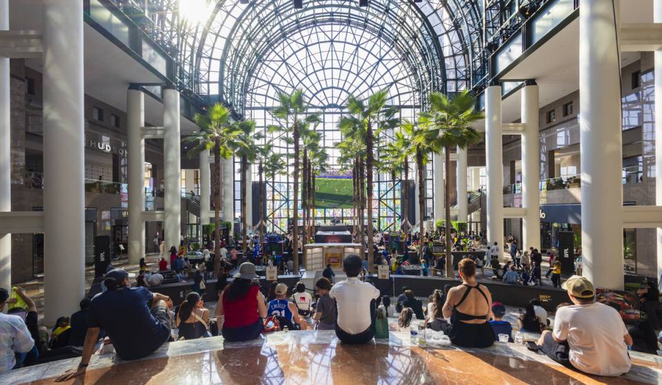 Right in Lower Manhattan: Brookfield Place just transformed its iconic Winter Garden into a massive World Cup sanctuary — and it’s completely free