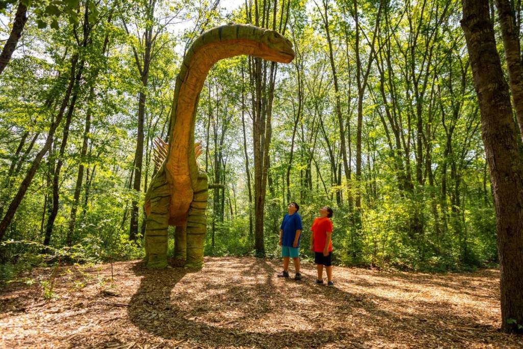 Op slechts een ritje van NYC: dit enorme dinosauruspark heeft meer dan 60 levensgrote dinosaurussen, fossielopgravingen en een dino-spelplaats