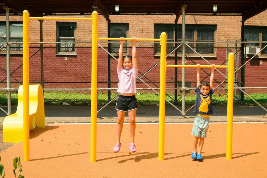 450,000 recycled wine corks pave the ground at this newly opened 7,200-square-foot playground in Brooklyn