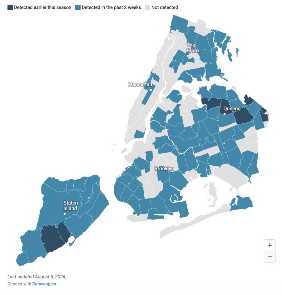 mapa de mosquitos de Nueva York