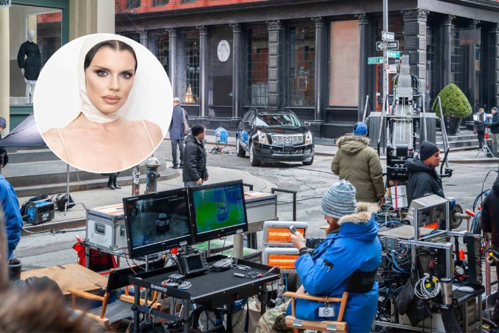 set cinematografico a New York e Julia Fox