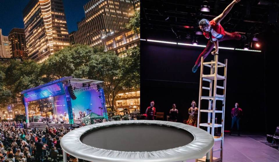 Eines der malerischsten Sommerziele in Manhattan präsentiert für einen einzigen Tag ein riesiges Trampolin – und verwandelt sich in ein theatralisches Zirkuserlebnis, bei dem der Eintritt komplett kostenlos ist