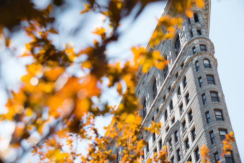 flatiron building nyc foliage autunnale