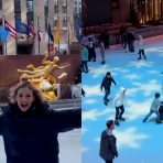 Vídeo do show de luzes da pista de patinação do Rockefeller Center em Nova York