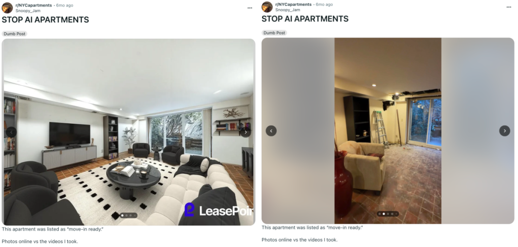 ein KI-Inserat für eine Wohnung in NYC