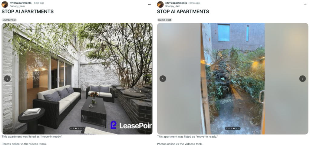 ein KI-Inserat für eine Wohnung in NYC