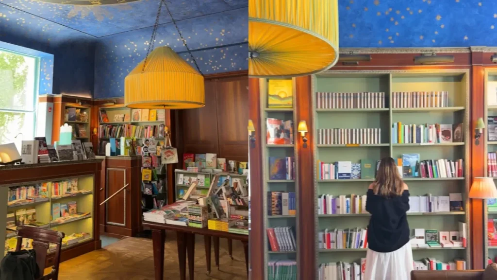 Verscholen in een herenhuis uit de Gilded Age aan de Museum Mile op 5th Avenue vind je de grootste Franse boekwinkel van de VS: met een handgeschilderd astrologisch plafond, een ‘Kleine Prins’-tuin en Engelse vertalingen voor wie geen Frans spreekt