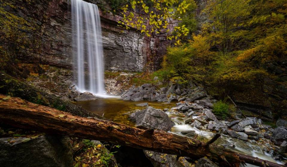 Less than 3 hours from NYC is a hidden 87-foot waterfall with fall foliage, dramatic cliffs, and a short hike