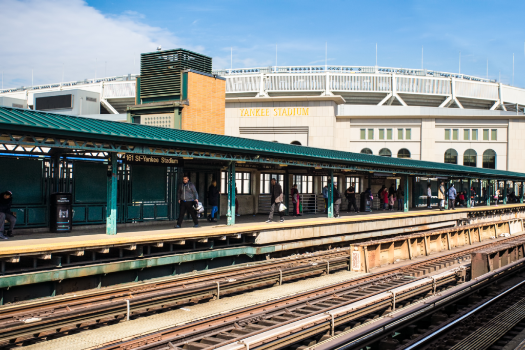 Train station platform at Yankee Stadium in the Bronx, New York