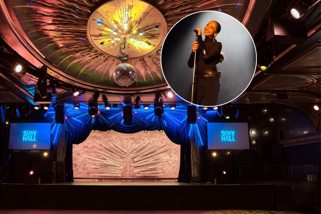 El escenario del Sony Hall y Sade actuando en Chile en 2011