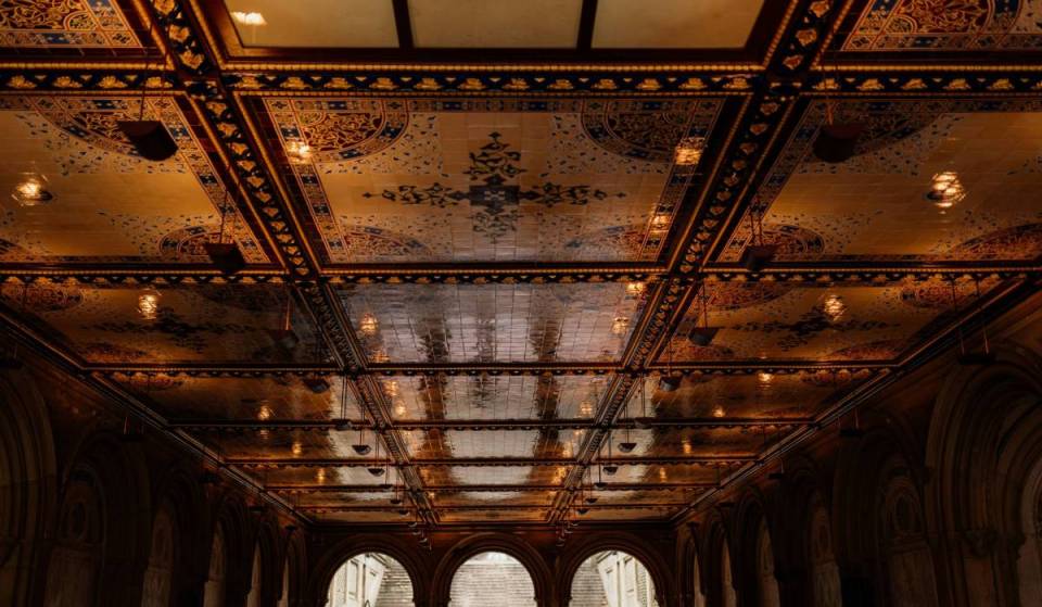 In 1860, European artisans hand-crafted 16K Minton tiles for Central Park, becoming the world’s only tiled ceiling arcade — today, the iconic space has starred in Sex and the City, Gossip Girl, When Harry Met Sally and more