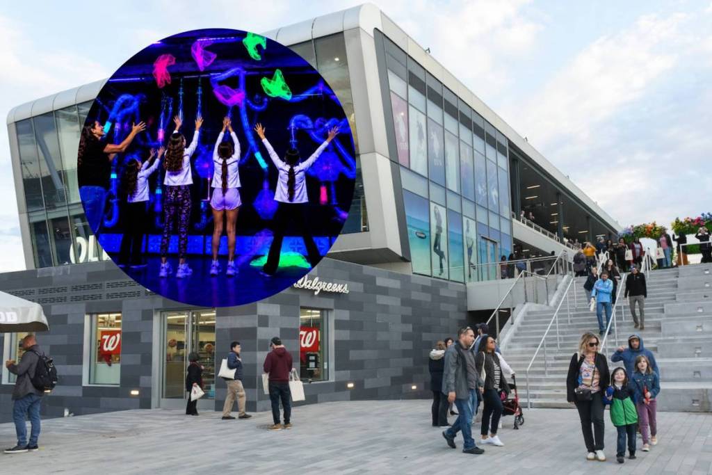 Le seul centre commercial outlet de New York dispose désormais d’une arène couverte dédiée aux batailles de boules de neige sous lumière noire, avec plus de 20 zones de jeux interactives