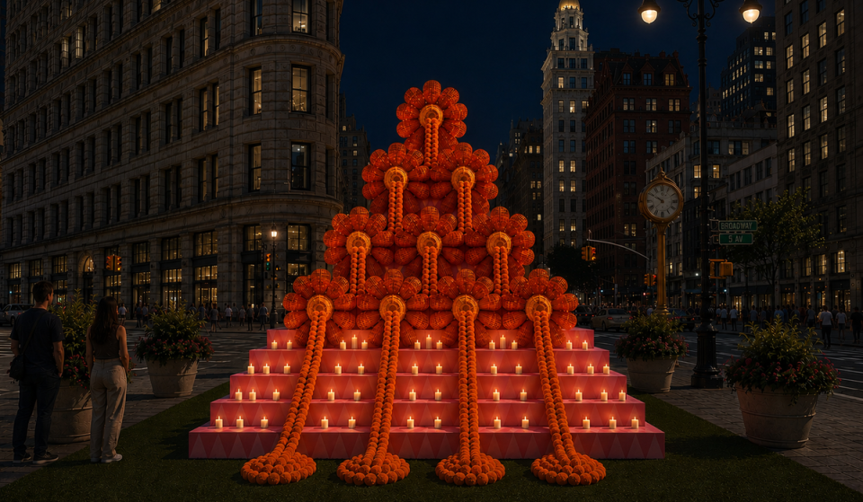 A massive Día de Muertos altar crafted between Mexico and Brooklyn is taking over Flatiron North Plaza; the stunning ‘Twenty petal flower’ ofrenda anchors a month of free celebrations in Manhattan