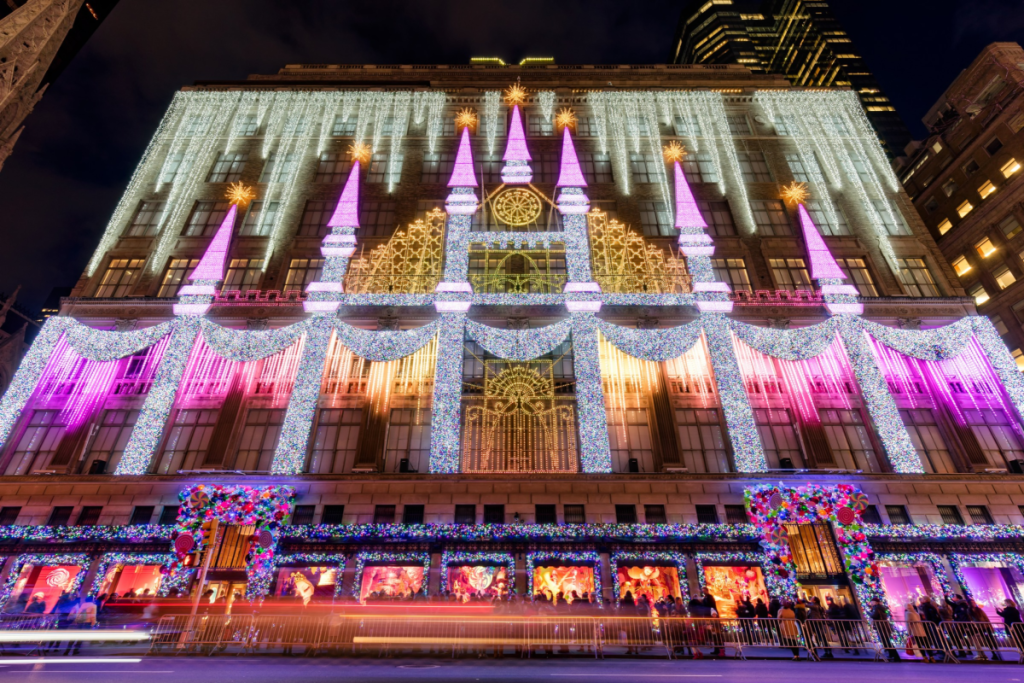 Spettacolo di luci natalizie di Saks Fifth Avenue