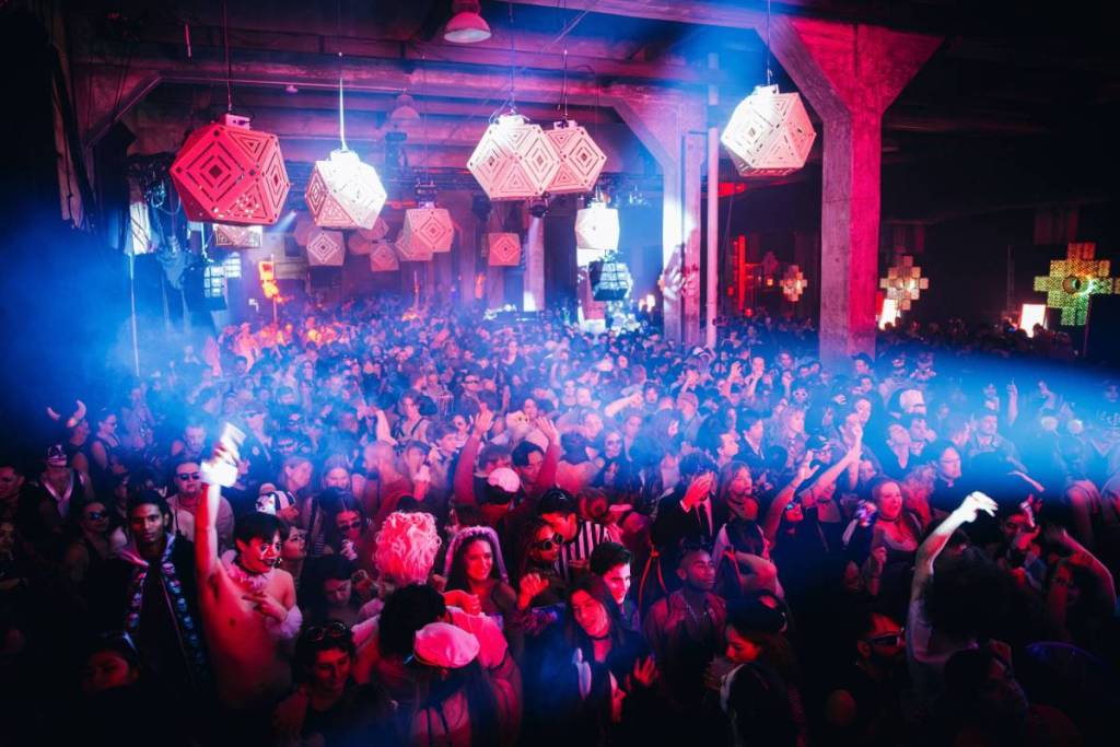 A crowd at the Vampire Ball in New York City club night in 2025 dressed up for Halloween