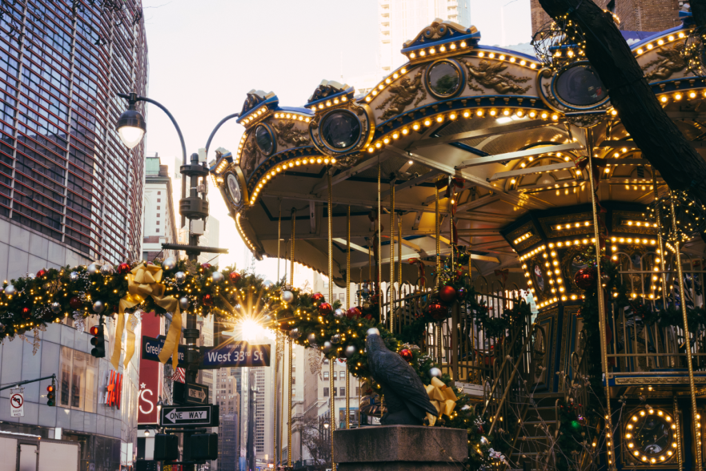 This massive holiday fair is taking over Midtown Manhattan this November — with a double-decker Christmas carousel, snow slide & virtual reality sleigh ride