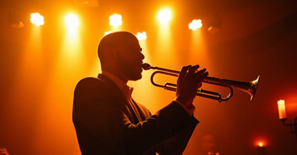 Man playing trumpet in We call it jazz event
