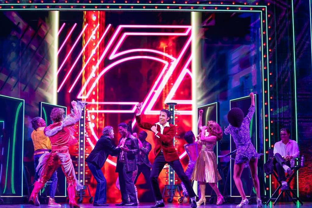 The image shows a still from MJ: The Michael Jackson Musical, from an Australian showing.