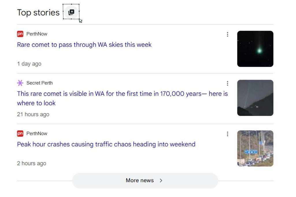 Top Stories, Preferred Sources, Secret Perth