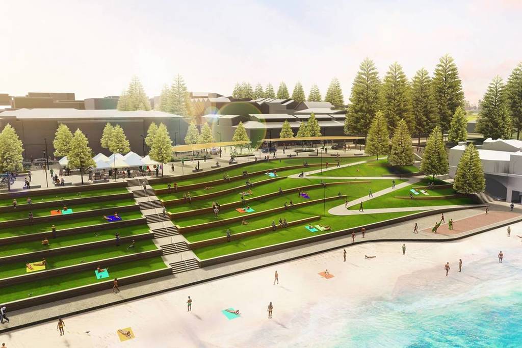 Terraced seating at Cottesloe beach render