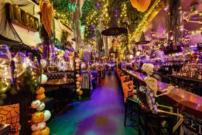 Craftsman Row Saloon Halloween decor