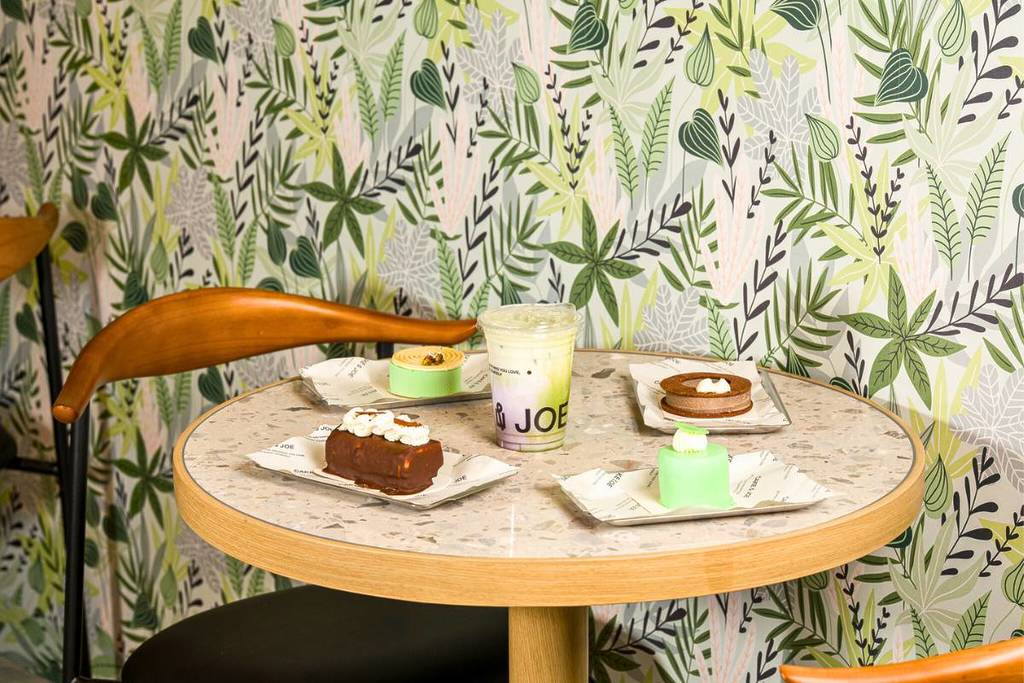 coffee and a dessert on a table