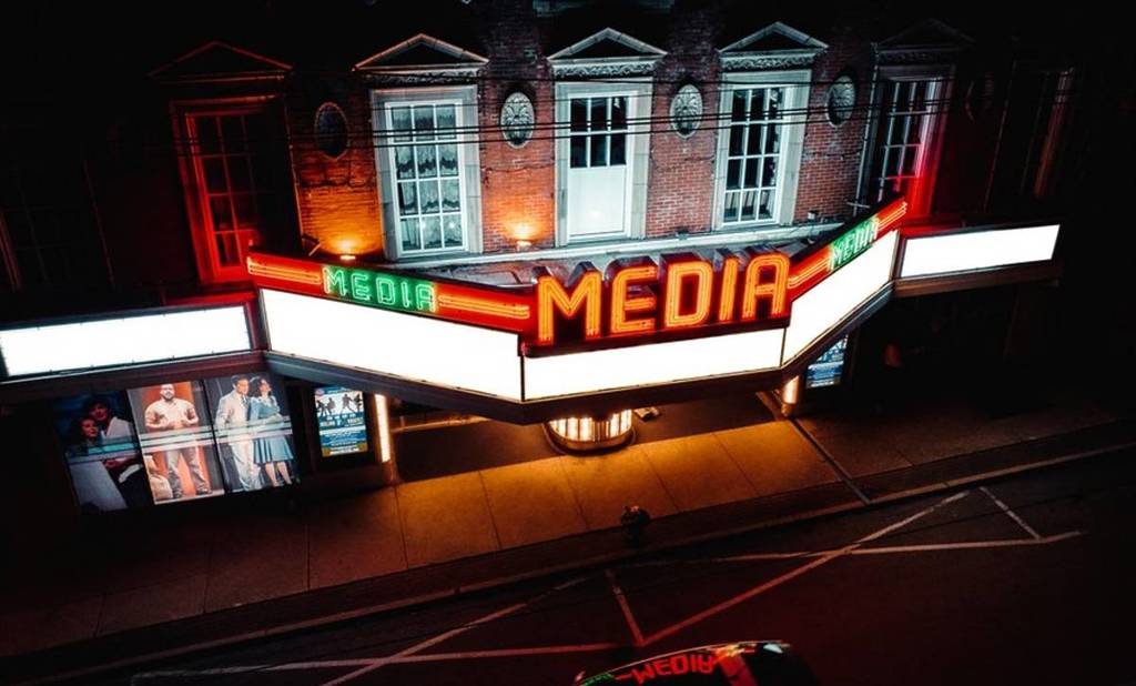 The façade of The Media Theatre for Performing Arts in Philadelphia