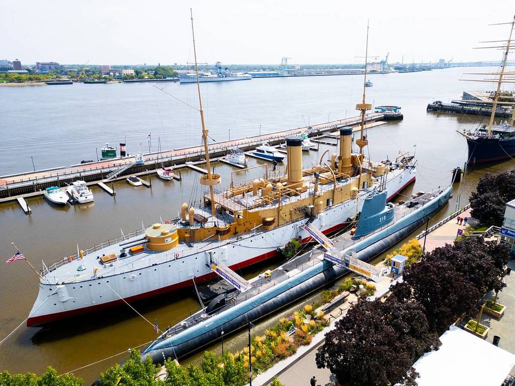USS Olympia and Becuna submarine from the Independence Seaport Museum in Philadelphia