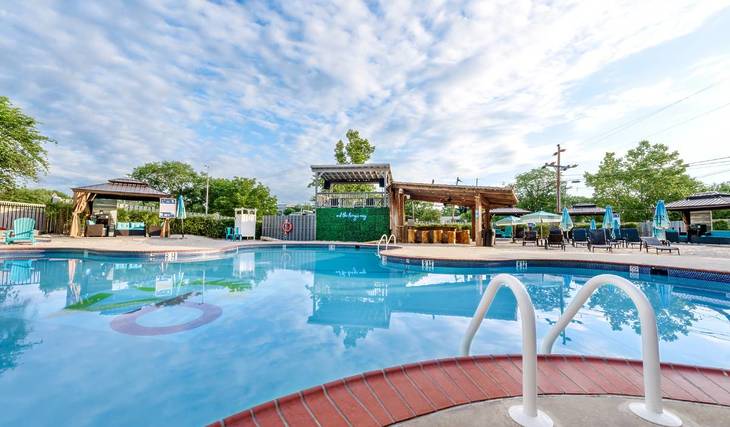 This 20,000-square-foot outdoor venue has transformed into a massive summer hotspot with live music and tiki bars