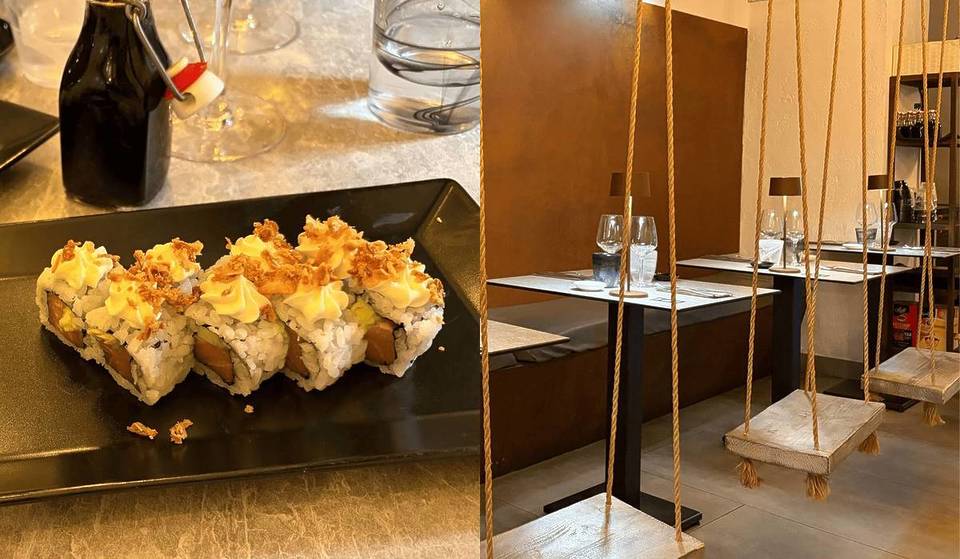 À Frascati, il y a un petit endroit « caché » où tu peux manger des sushis et du poisson assis sur une balançoire.