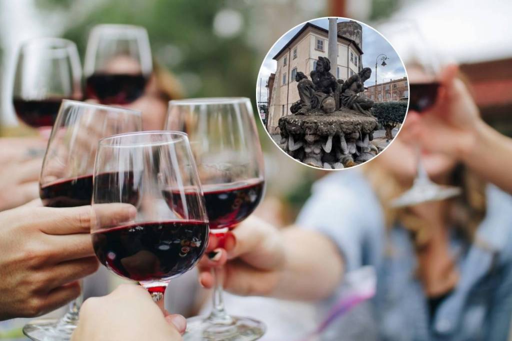 Foto della fontana di Marino Laziale dove sgorga il vino