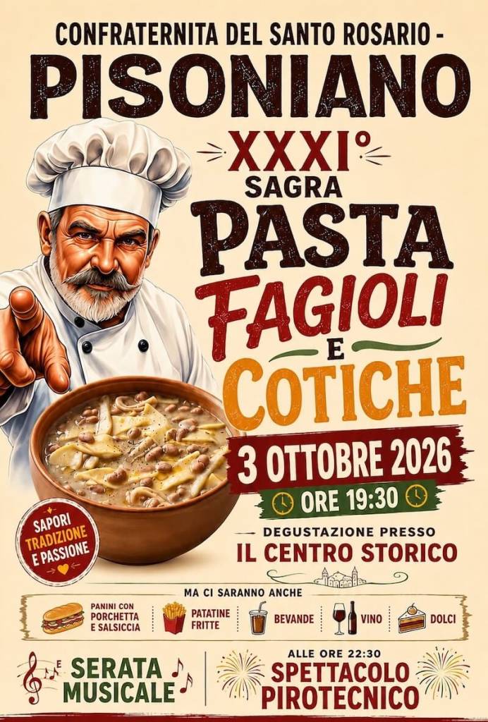 Locandina evento 31 Sagra Pasta fagioli e cotiche di Pisoniano