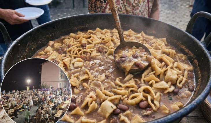 No dia 3 de outubro, regressa, a 50 km de Roma, a histórica festa da massa com feijão e torresmo: entrada gratuita, panelas gigantes na praça e fogo de artifício às 22h30