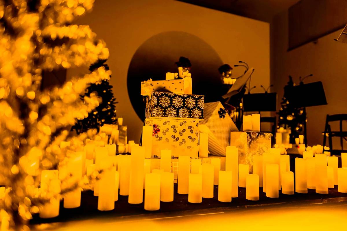 candles sit around presents