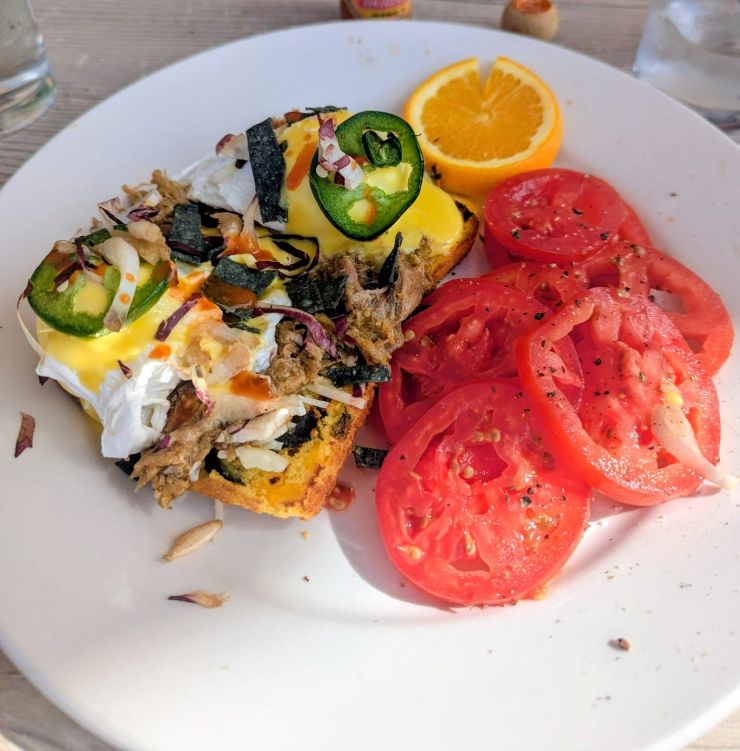 brunch with eggs benedict in La Jolla San Diego