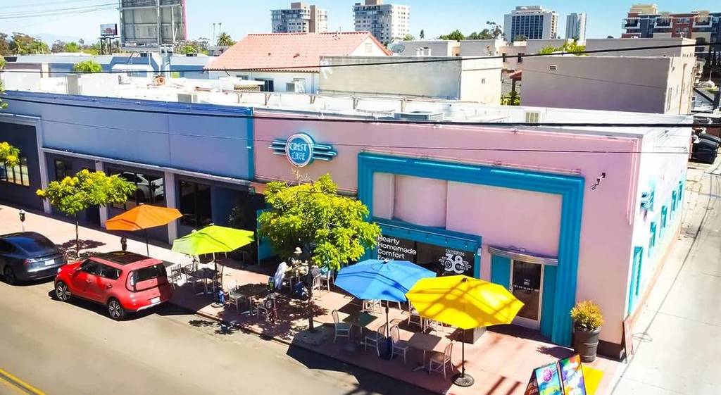 Crest Cafe in Hillside San Diego from above