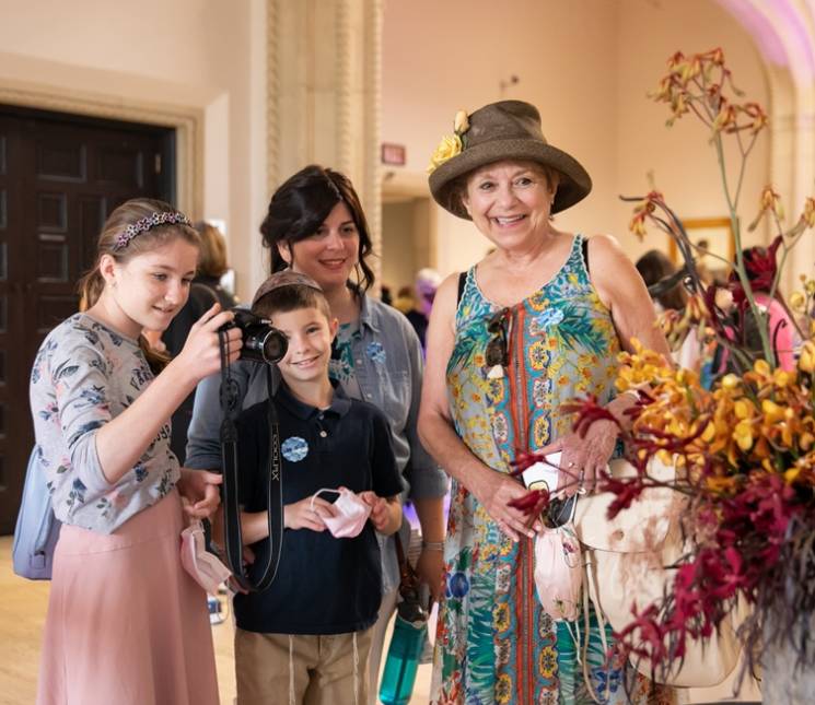 women at an exhibition