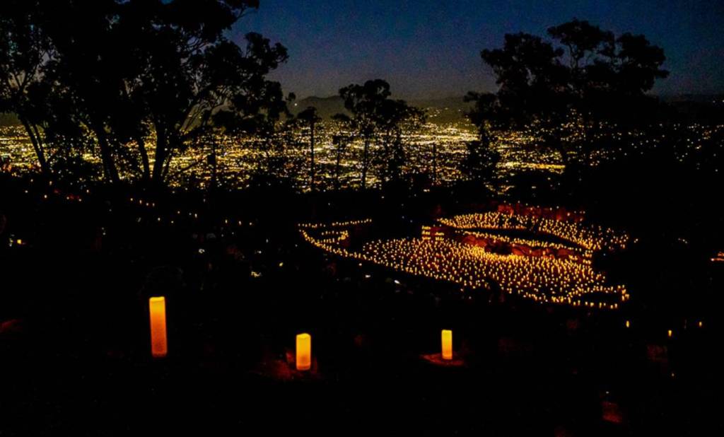 Mt Helix Park lit up by thousands of candles
