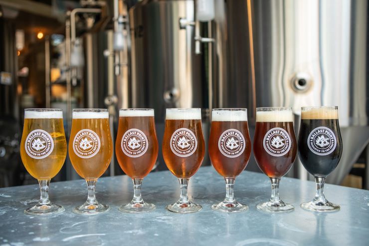 a beer flight at Ballast Point