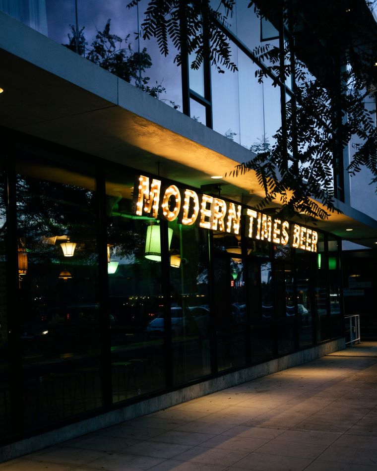 Modern Craft Brewery in San Diego at night